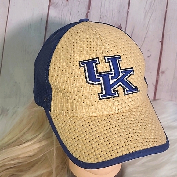 Y2K Twill Straw UK University of Kentucky Wildcats Mesh Trucker Snapback Hat - Picture 1 of 16